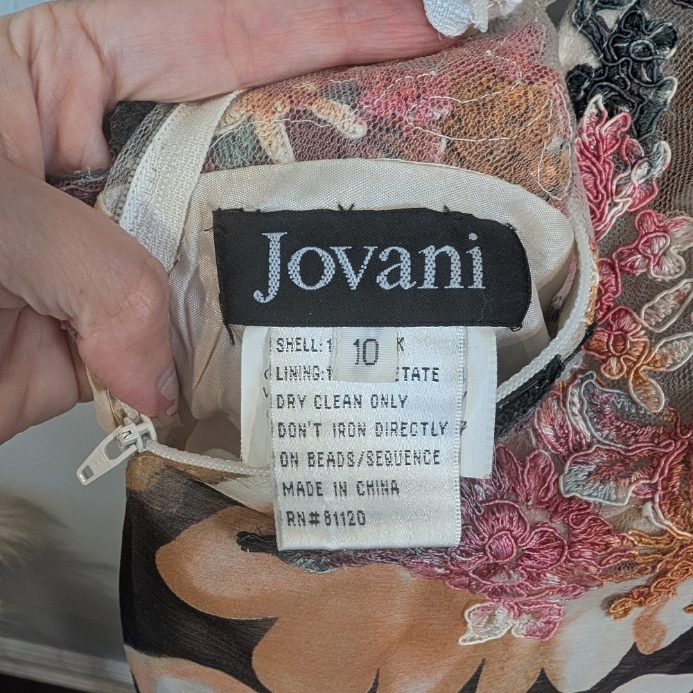 Jovani Floral Strapless Corset Silk And Lace Applique Evening Dress Sz 10 - Picture 12 of 14